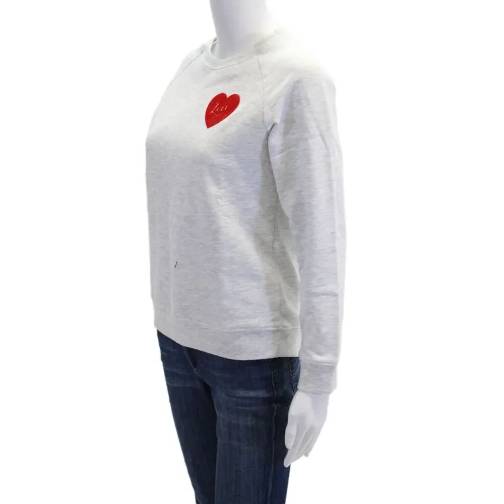 South Parade Womens Pullover Love 24 Hrs Sweatshirt Gray Red Cotton Size XS